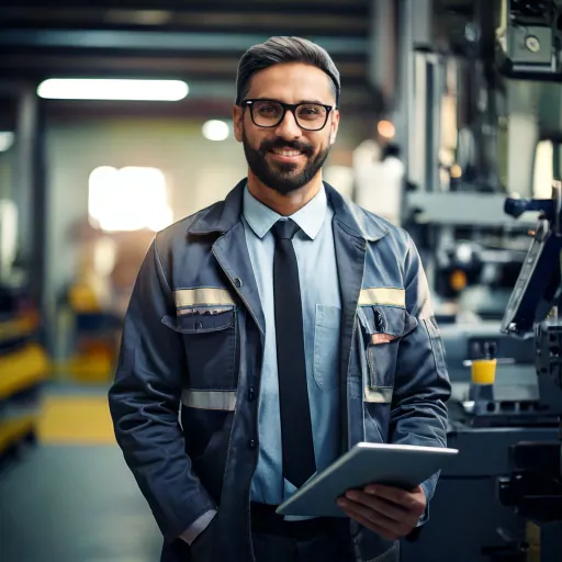 homme avec tablette dans usine