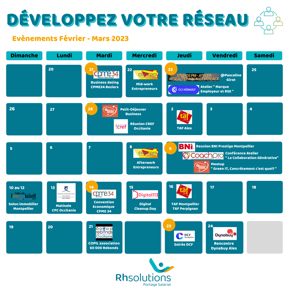 Agenda évenement pour FREELANCE Montpellier mars 2023