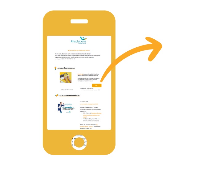 détail de la newsletter sur un téléphone