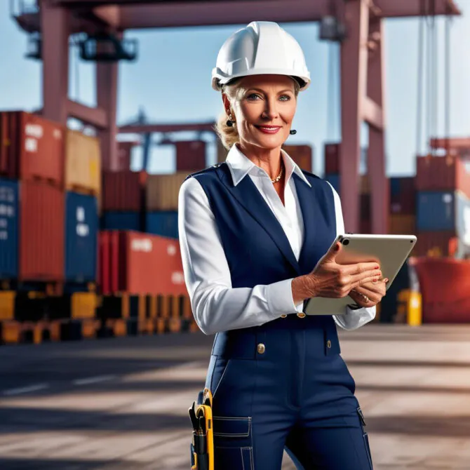 femme avec un casque de chantier blanc