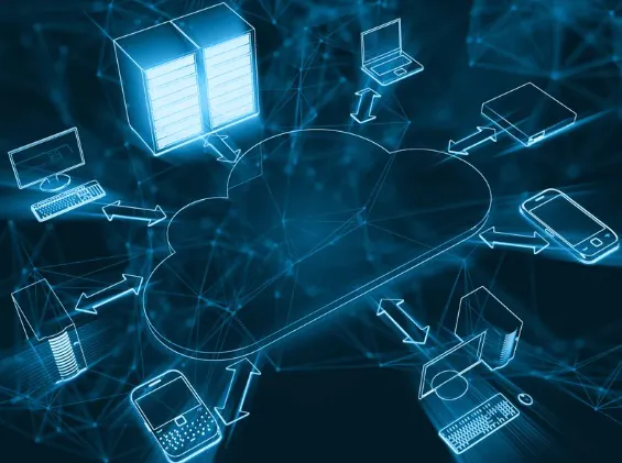 schéma bleu du cloud informatique