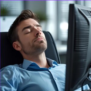 homme qui dort au bureau